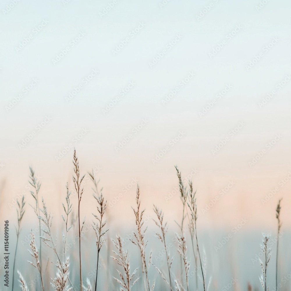 Delicate Wild Grasses Against a Soft Colorful Sky at Dusk Delicate Wild Grasses Against a Soft Colorful Sky at Dusk