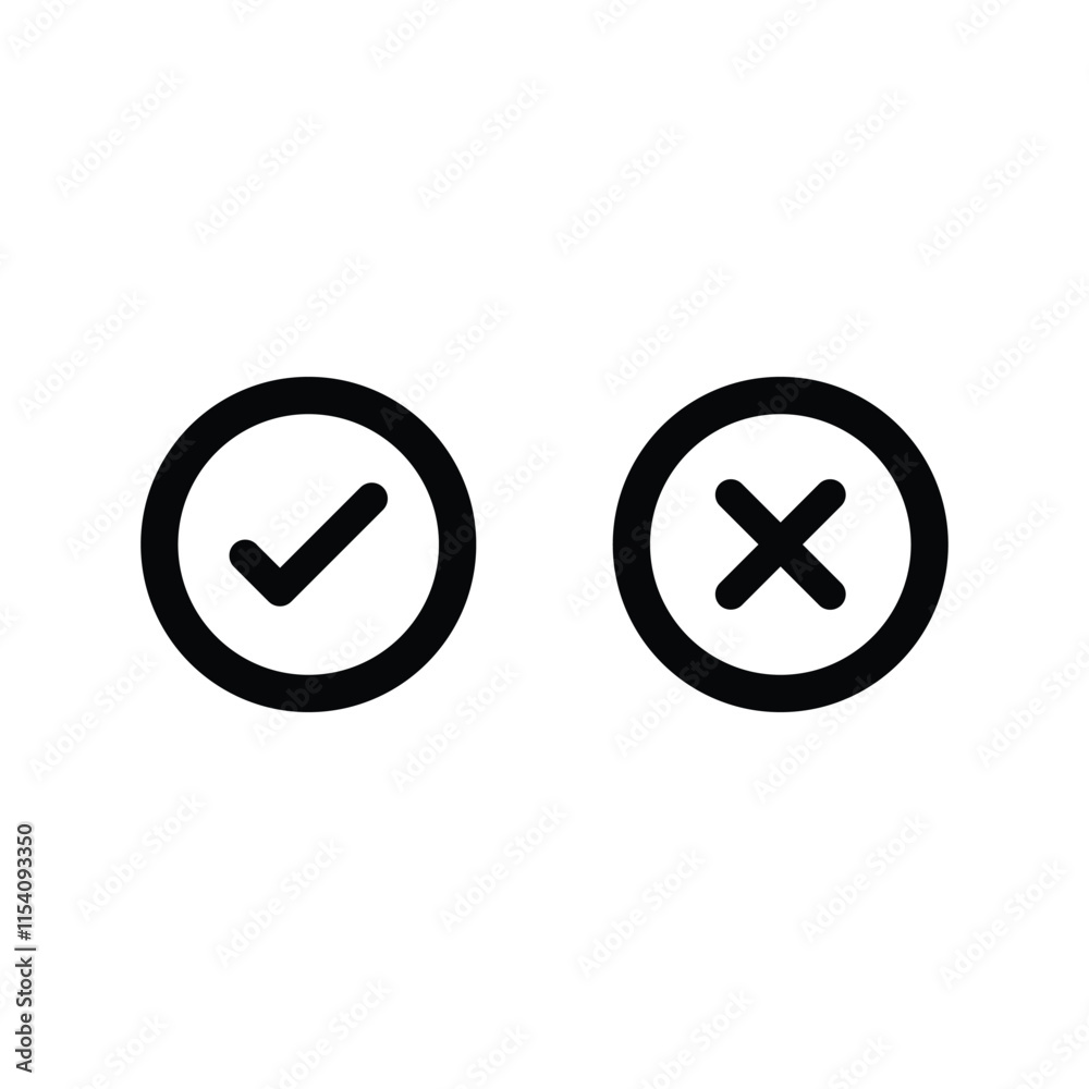 tick and cross buttons. concept of yes or no tick and cross buttons. concept of yes or no