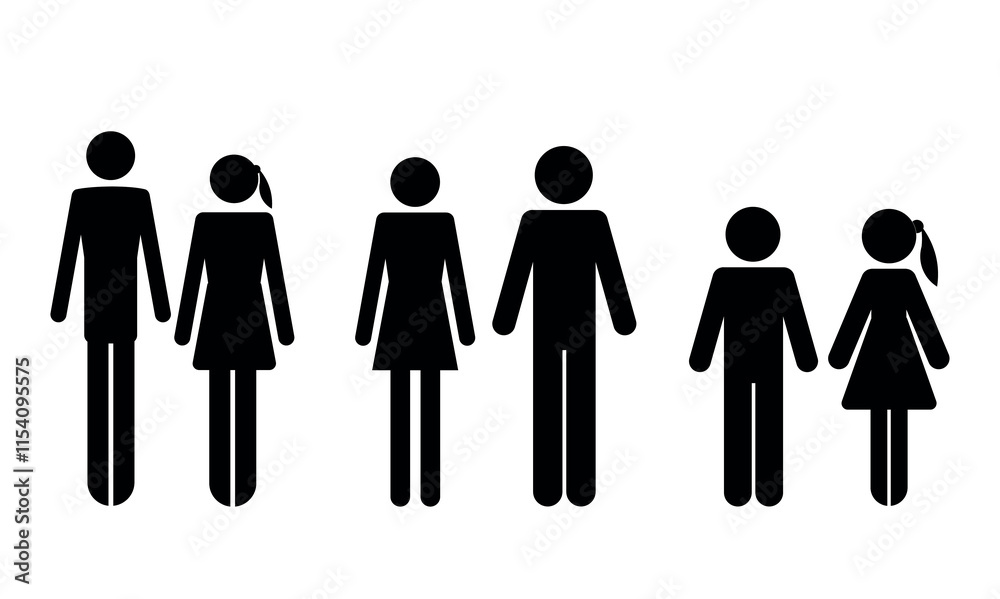 Iconos de factor humano, hombre y mujer, diferentes estilos Iconos de factor humano, hombre y mujer, diferentes estilos