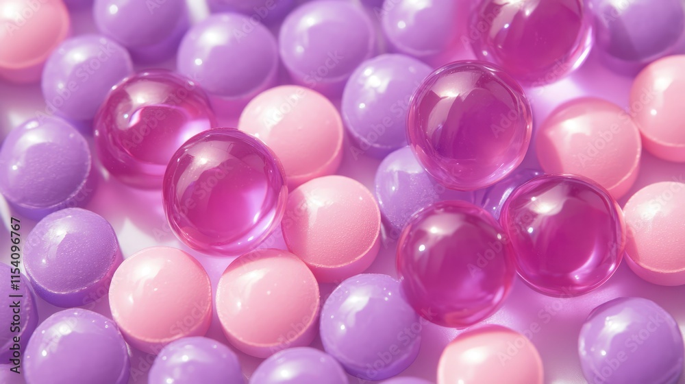 Colorful Bilayer Supplements in Pink and Purple with a Focus on Sustained Release Nutrition and Health Benefits Colorful Bilayer Supplements in Pink and Purple with a Focus on Sustained Release Nutrition and Health Benefits