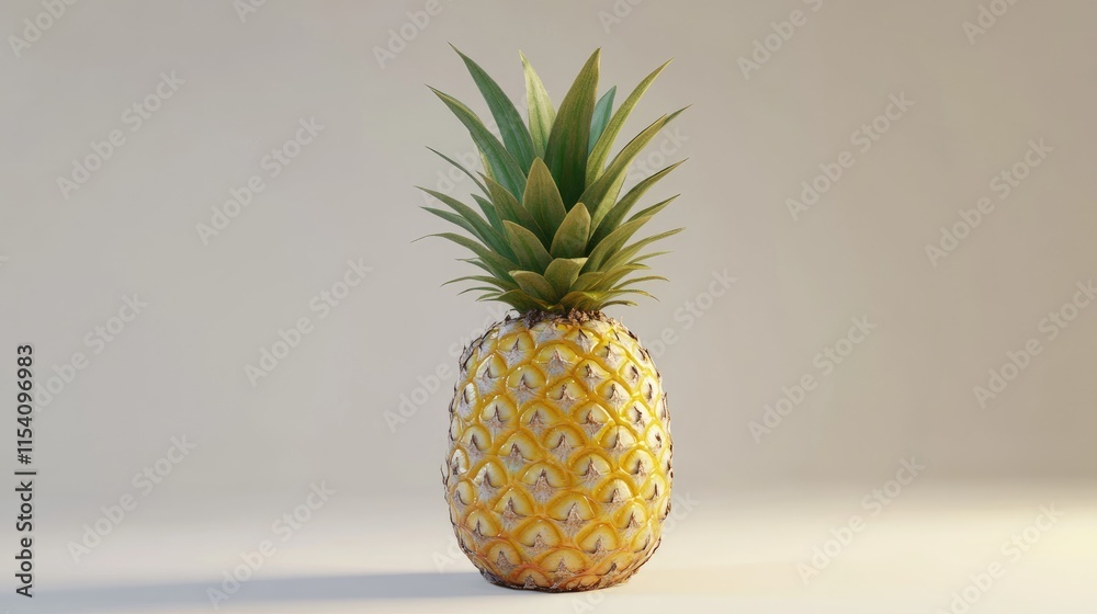 Fresh ripe pineapple on a plain background showcasing its vibrant color and unique texture ideal for food and beverage compositions. Fresh ripe pineapple on a plain background showcasing its vibrant color and unique texture ideal for food and beverage compositions.