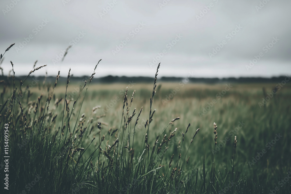 Grainy photograph of grass in the distance, blurry background, minimalistic, monochrome, dark gray sky, muted colors Grainy photograph of grass in the distance, blurry background, minimalistic, monochrome, dark gray sky, muted colors
