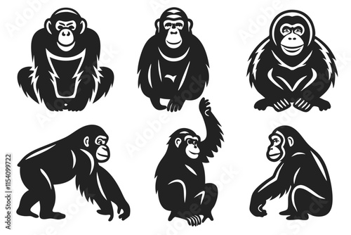 set of Orangutan silhouettes 