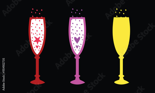 Champagne glass celebration drinks sticker.eps