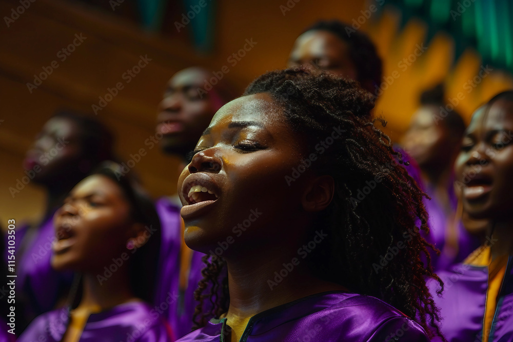 Fototapeta premium School students enthusiastically perform in a choir, generative Ai