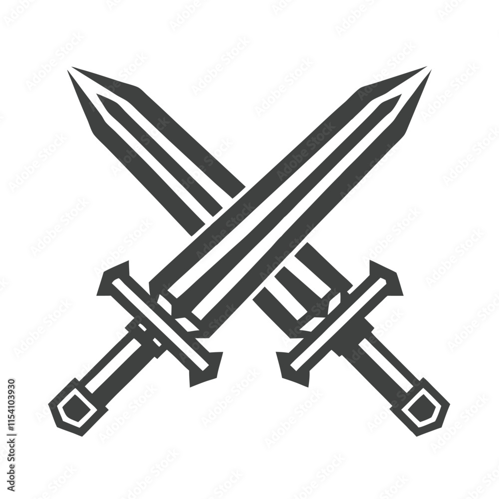 Fototapeta premium Crossed Swords Icon Vector Design.