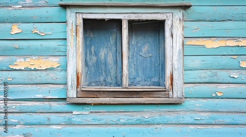 Historic wooden house facade showcasing peeling paint and rotted wood in disrepair highlighting age and decay in architecture
