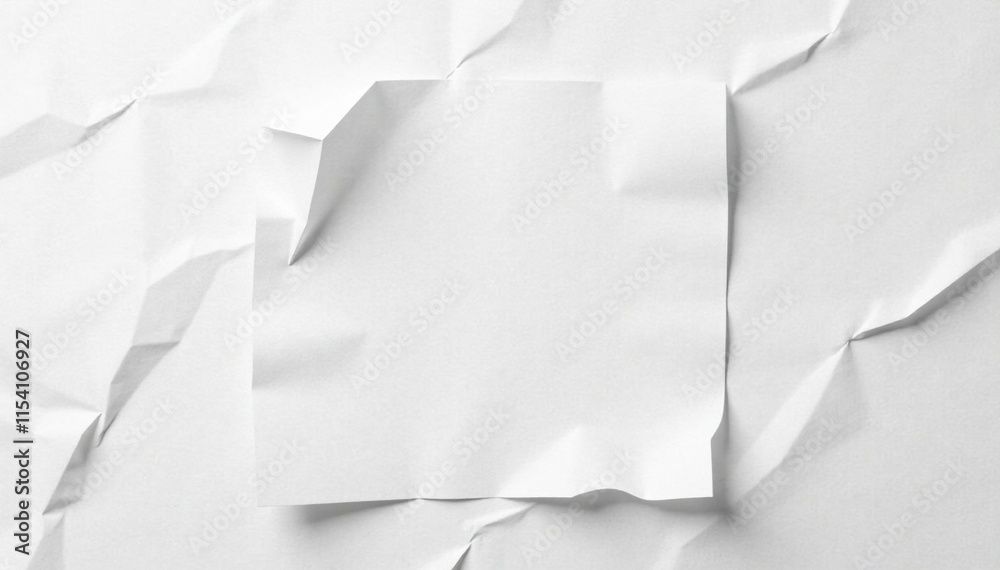 Obraz premium White paper with intricate folds and creases, conveying a sense of paper fatigue, creased paper, abstract background, worn surface