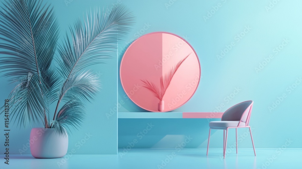 Fototapeta premium Modern pink and blue interior decor