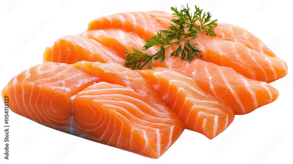 Thinly sliced sashimi-grade salmon displayed elegantly on a minimalist white background, Thinly sliced sashimi-grade salmon displayed elegantly on a minimalist white background,