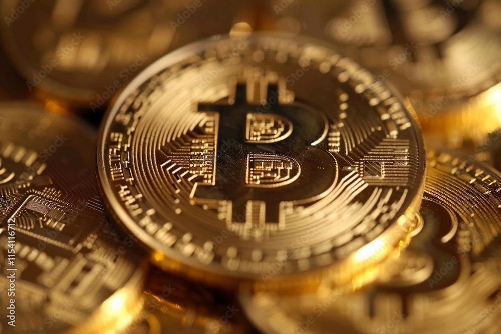 Bitcoins spread across full image, close up crypto currency heaped in a pile background Bitcoins spread across full image, close up crypto currency heaped in a pile background
