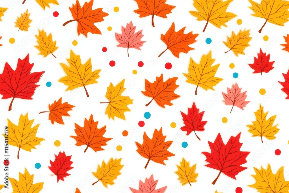 Vibrant Autumn Leaves on White Background in Red, Orange, Yellow Hues Vibrant Autumn Leaves on White Background in Red, Orange, Yellow Hues