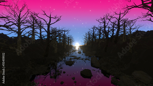 Abstract Colorful Night Tree Background