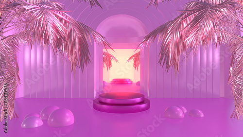 Sweet Pink Curved Tunnel Background