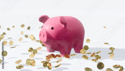 Piggy Bank Gold Coin Falling Background