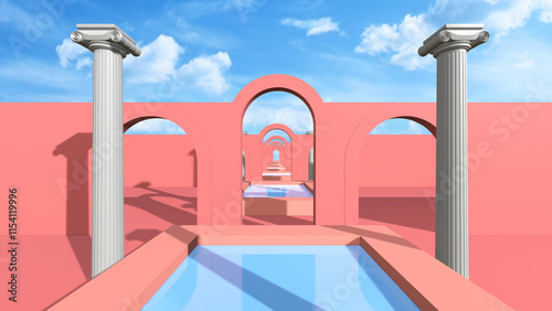 Summer Pool Pillar Background 