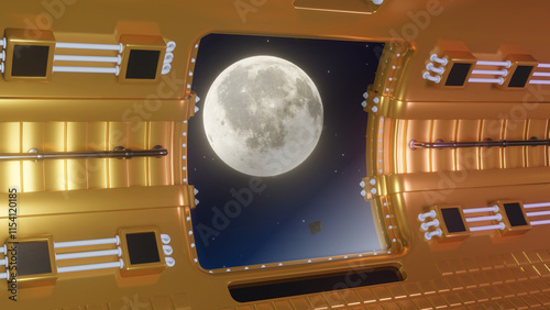 Spaceship and the moon Background