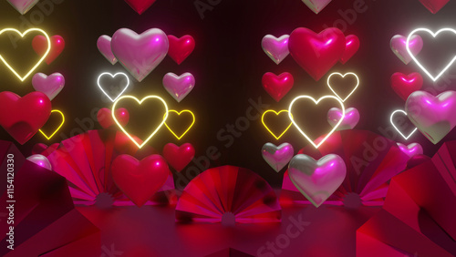 Valentine Neon Heart Background 