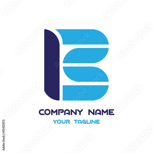  A contemporary monogram logo featuring the letter "E" with a geometric, abstract design in blue and navy. The design uses clean lines and partial circle segments, giving a sleek, tech-inspired look. 