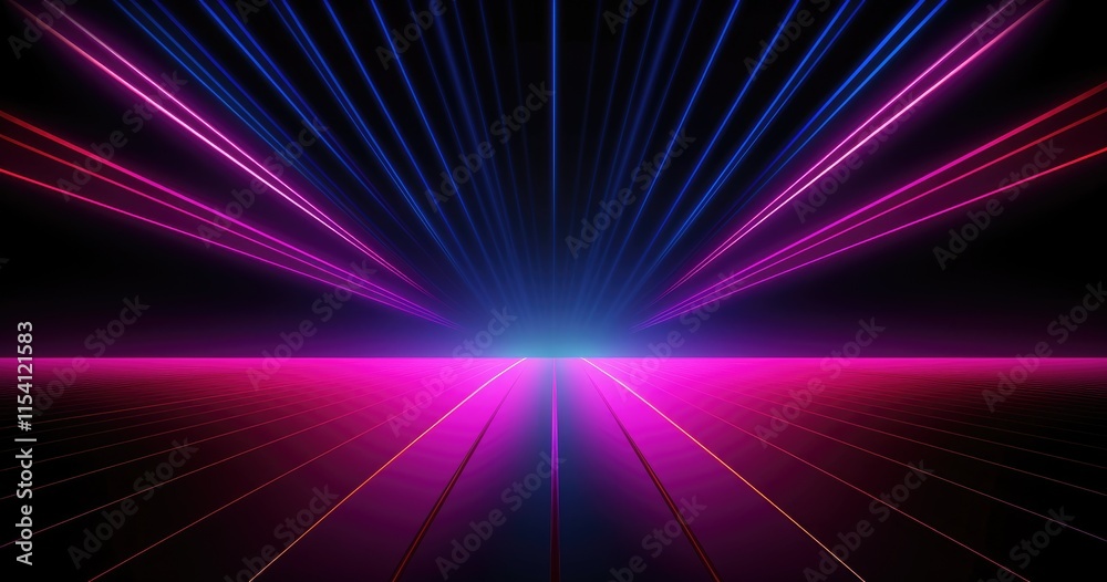 A vibrant, futuristic digital landscape with colorful light beams converging at the horizon. A vibrant, futuristic digital landscape with colorful light beams converging at the horizon.