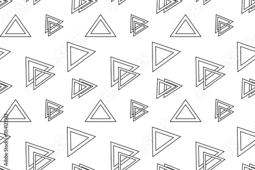 Seamless pattern of overlapping hollow triangles in a modern geometric style. Perfect for children coloring pages.