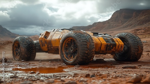 Futuristic Off Road Vehicle In A Desert Landscape photo