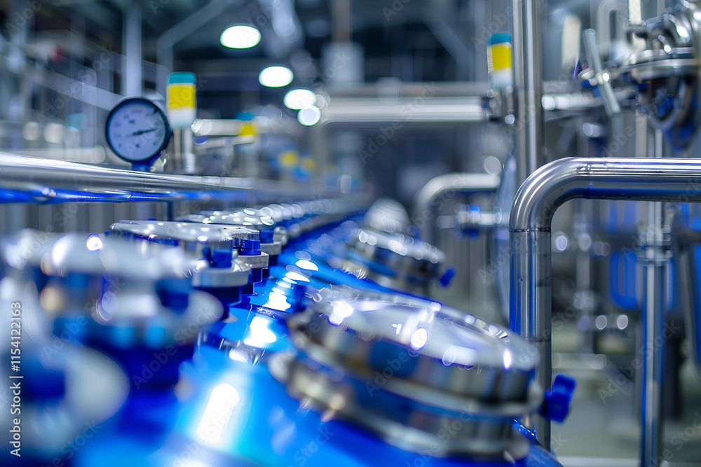 Fototapeta premium High-Quality Cheese Production Line in a Modern Factory, Generative AI Image
