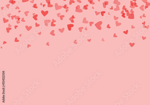 Valentine's Day heart shaped confetti Love valentine background with red petals of hearts 