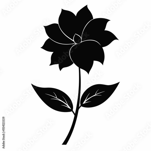 Flower Reverie black silhouette vector