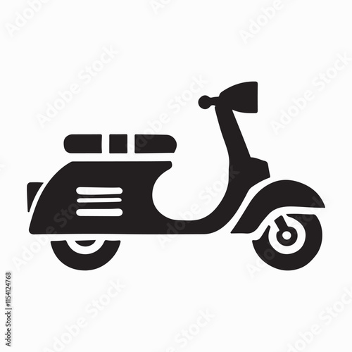 Classic Vespa Scooter Silhouette Illustration for Retro Designs