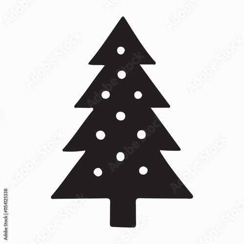 Ornamented Silhouette Christmas Tree Illustration