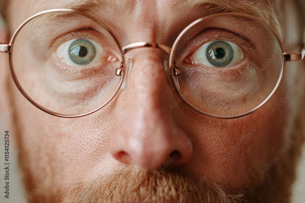 Expression of surprise captured in close-up with intense eye focus and clear detail