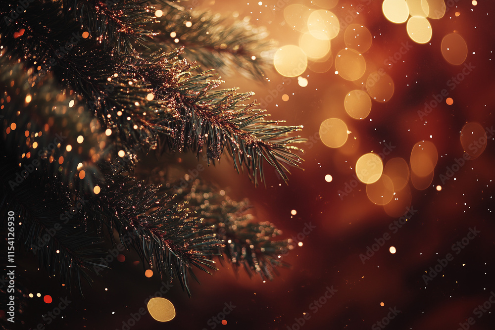 Fototapeta premium Merry Christmas and Happy New Year Festive Background with Snowflakes Lights and Holiday Spirit