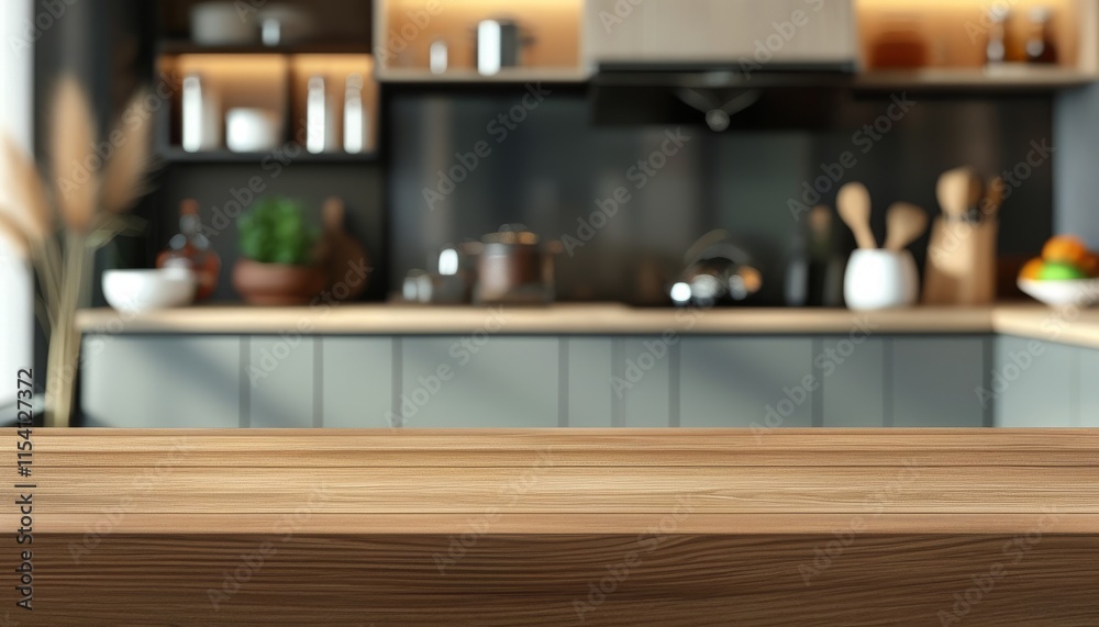Stylish Wooden Kitchen Table Top with Contemporary Design in Upscale Home Interior Stylish Wooden Kitchen Table Top with Contemporary Design in Upscale Home Interior