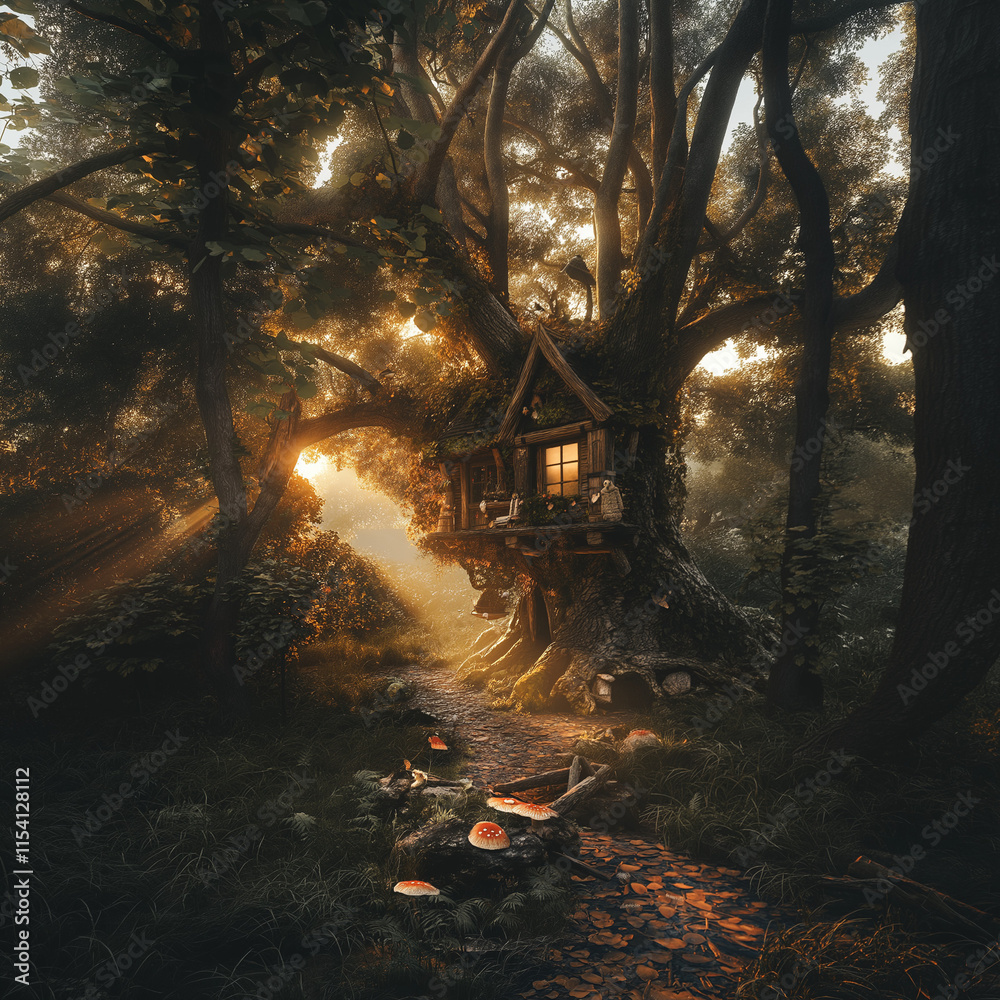 The Ancient Tree House in the Mysterious Forest The Ancient Tree House in the Mysterious Forest