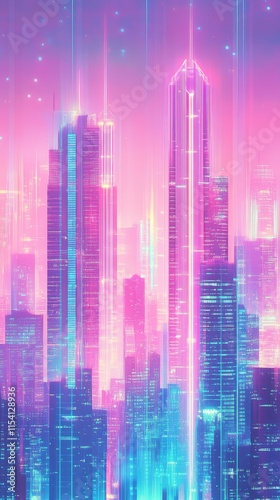 Wallpaper Mural Neon Cityscape in Retro Futurism Torontodigital.ca