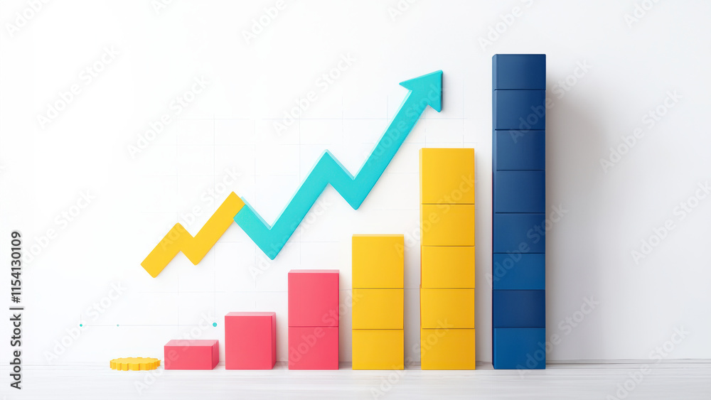 Colorful graph showing growth trends in a modern business environment. Colorful graph showing growth trends in a modern business environment.