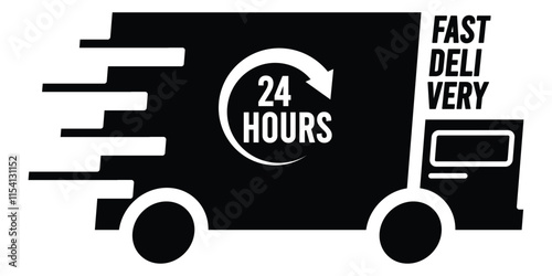 Fast delivery truck icon. Delivery van icon. Vehicle symbol. Parcel to deliver. Courier service. Shopping online object. Lorry, cargo van sign. Fast free delivery truck. Moving cargo shipping service.