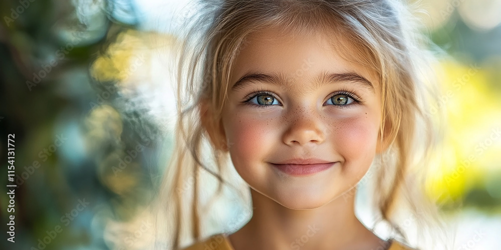 portrait of an white little girl with a smile