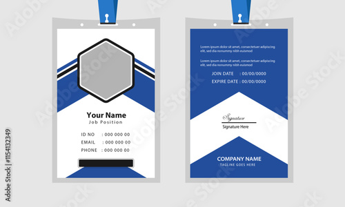 Professional ID Card Design Template - Modern and Sleek Employee Badge Layouts for Corporate, School, or Personal Use - Editable Photoshop PSD Format - Easy to Customize and Print Ready