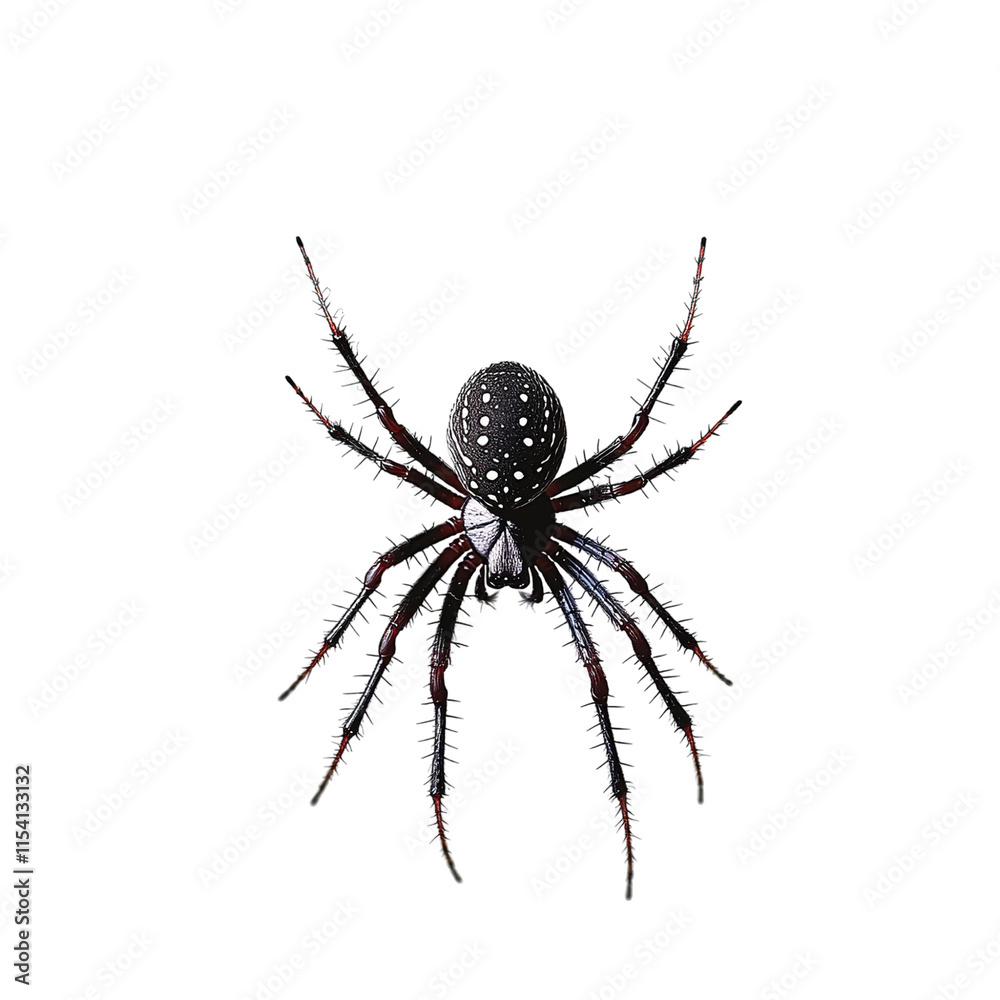 Spider Web with a Large Black Spider Isolated on White Background Spider Web with a Large Black Spider Isolated on White Background
