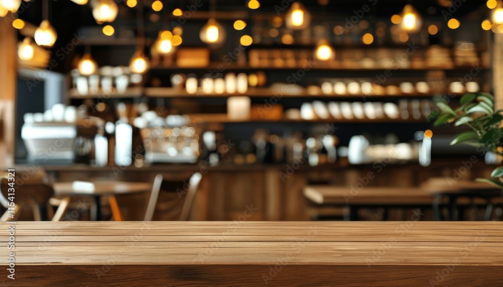 Elegant Wood Texture Table Top with Upscale Coffee Shop Ambiance and Warm Lighting Elegant Wood Texture Table Top with Upscale Coffee Shop Ambiance and Warm Lighting