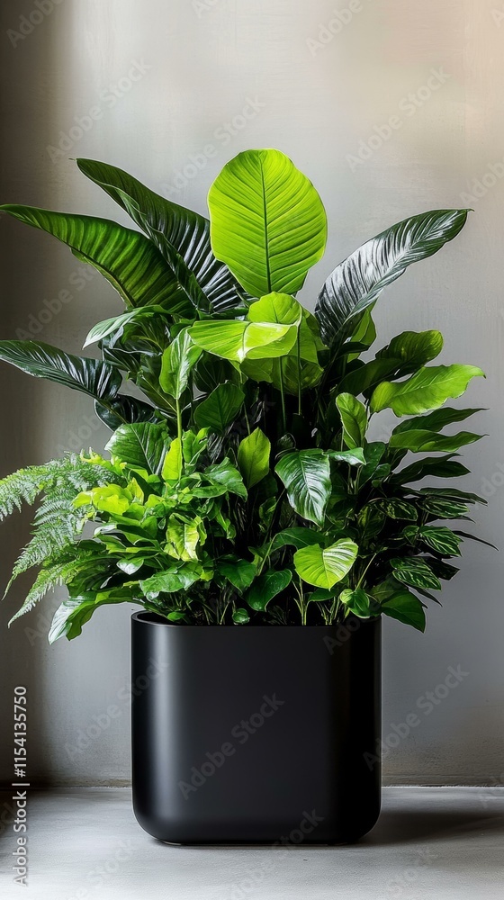 Fototapeta premium Stylish Indoor Plant Display in Modern Black Pot