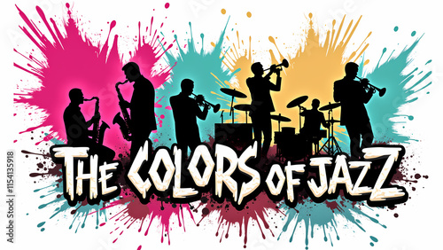 Energetic splash of colors symbolizing jazz rhythm photo