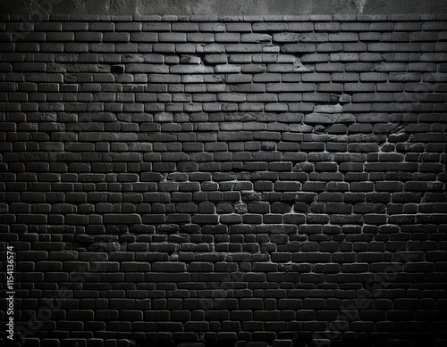 Dark Black Brick Wall Background for Photography