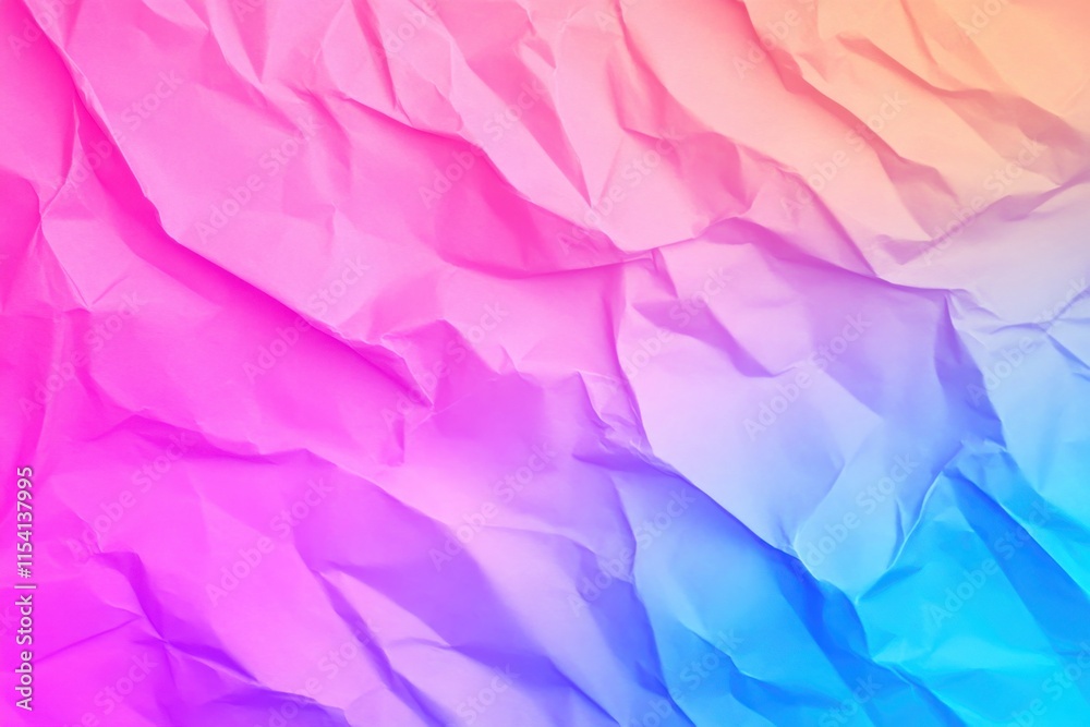 Fototapeta premium Colorful Crumpled Paper Texture Background in Gradient Pink and Blue Tones