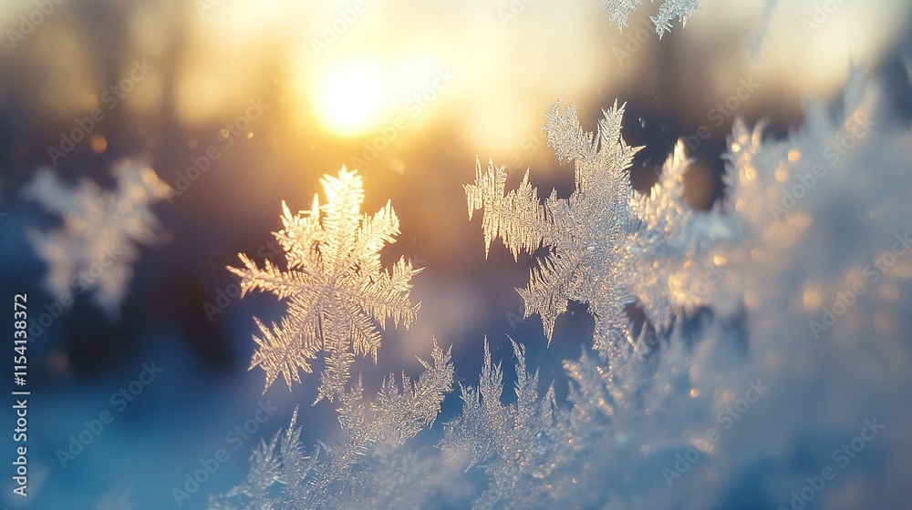 A macro shot of frosty patterns on a window during a cold winter morning. A macro shot of frosty patterns on a window during a cold winter morning.