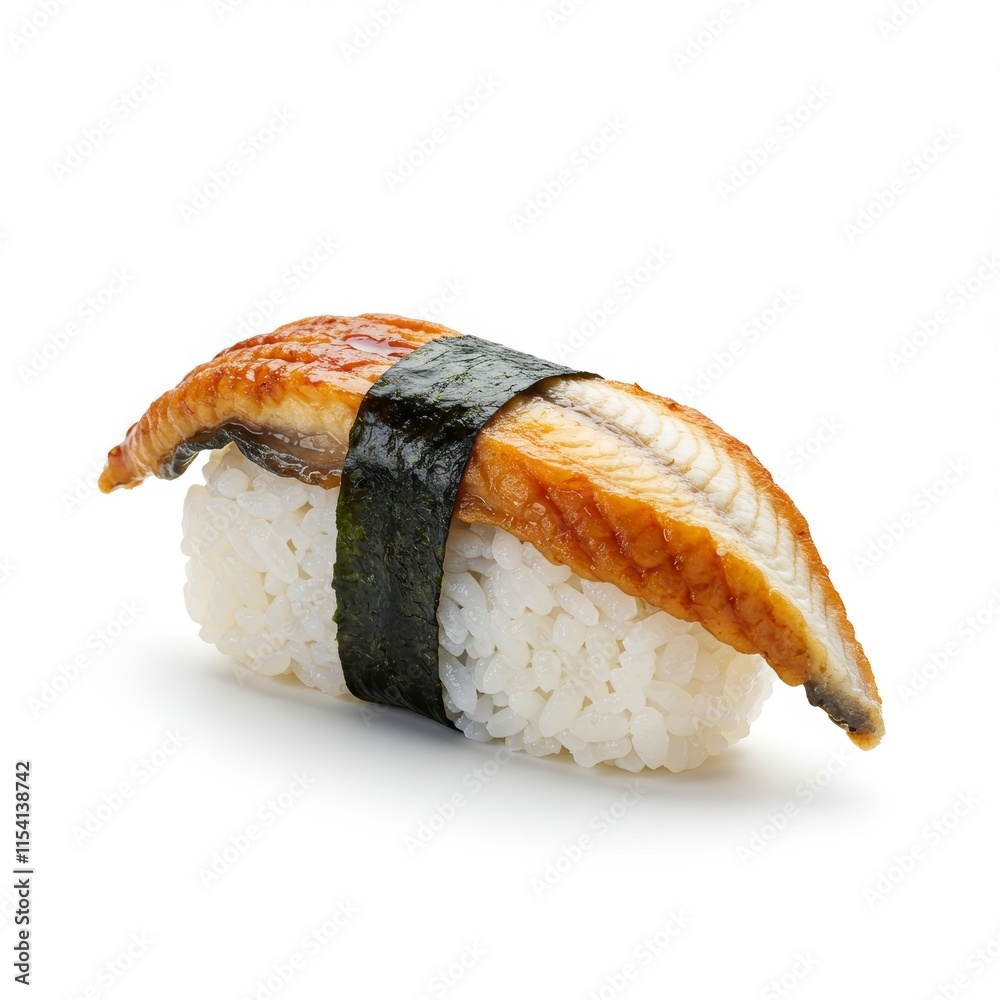 A sushi piece, isolated on a white background
A sushi piece, isolated on a white background