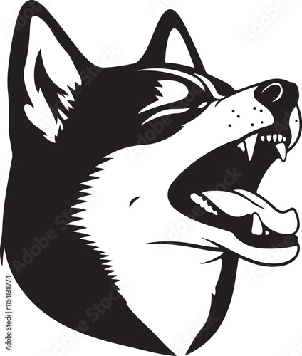 Akita Dog Aggressive Face Stylized Vector Illustration Graphic