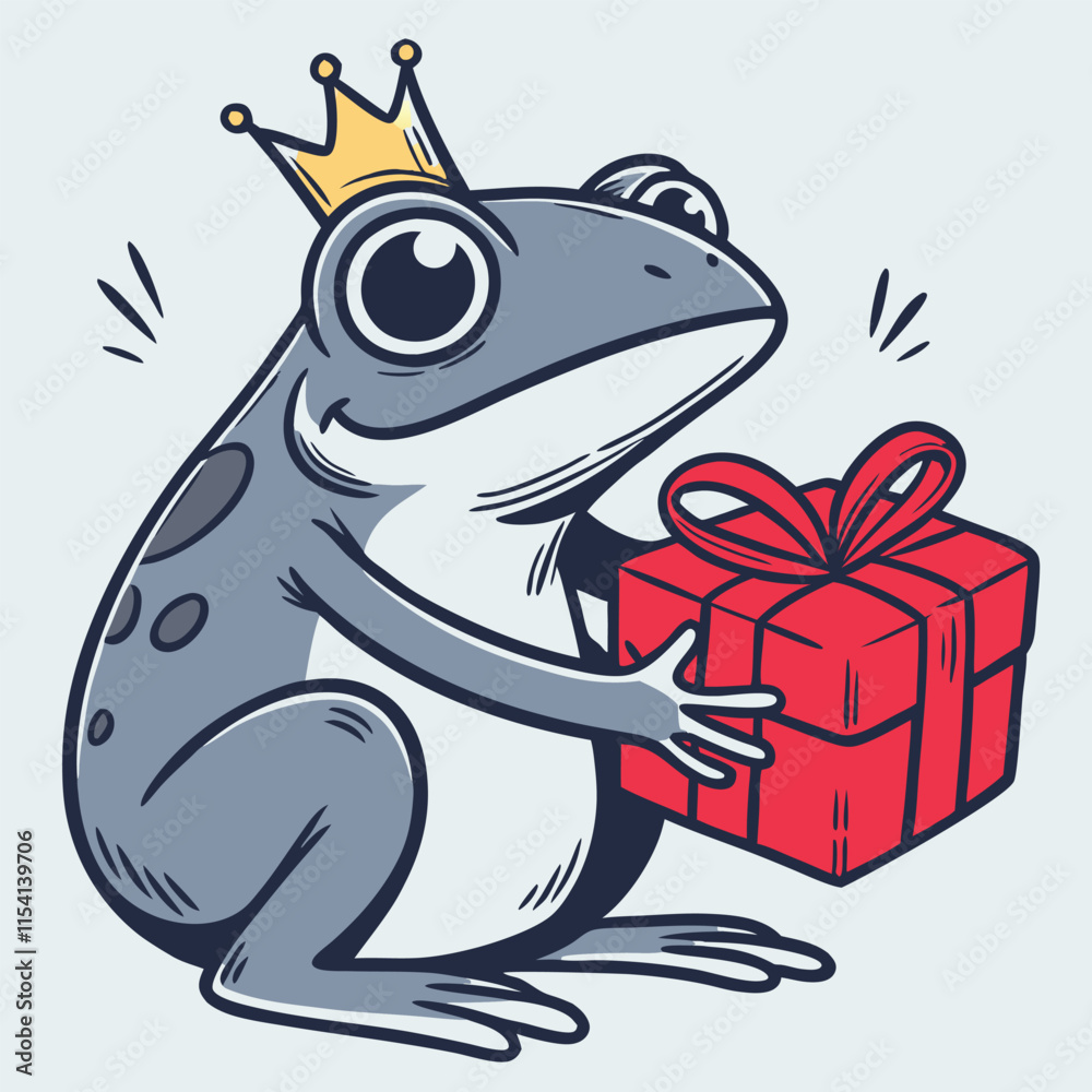 cute little frog prince wearing golden crown cute little frog prince wearing golden crown